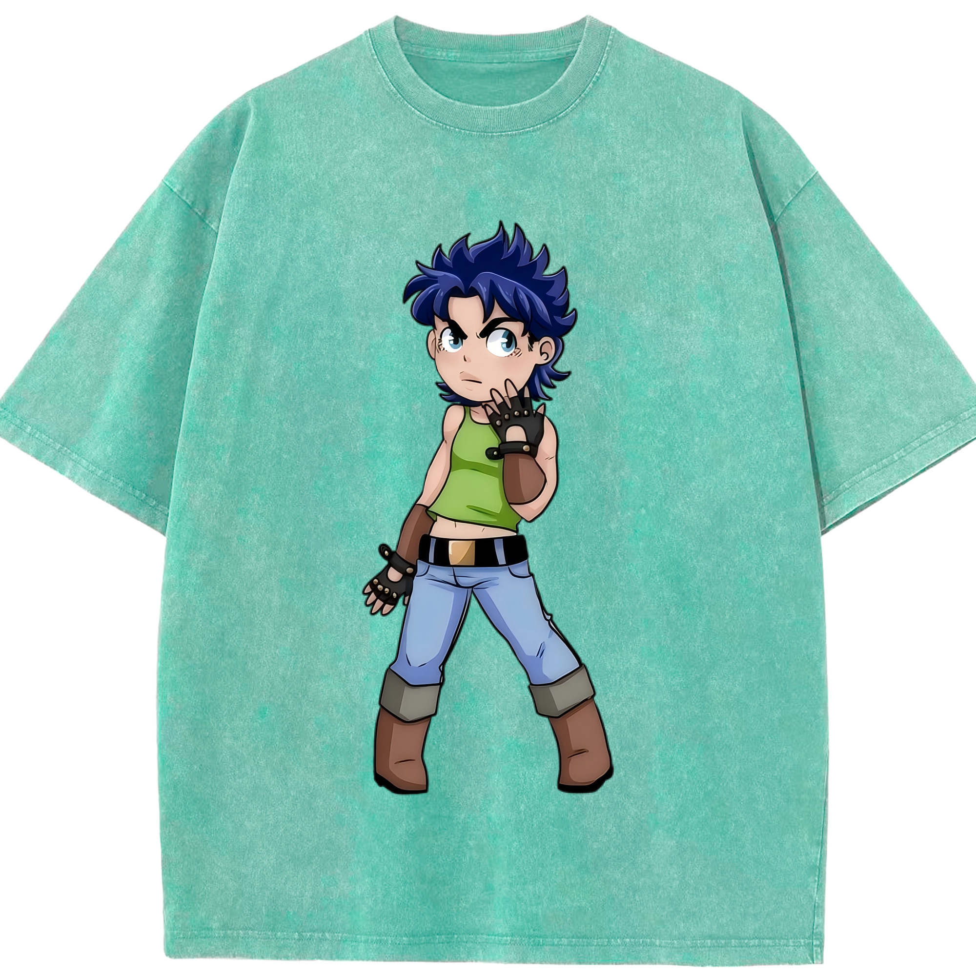 （画像用） ジョジョの奇妙な冒険 広瀨康一 JoJo's Bizarre Adventure Hirose Koichi 綿100% ヴィンテージ風 半袖Tシャツ（フロントプリント）